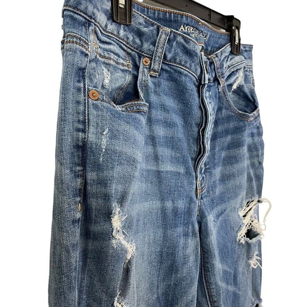 American Eagle Tomgirl Tom Girl Womens Distressed Mid Rise Stretch Jeans sz 14 - Picture 4 of 16